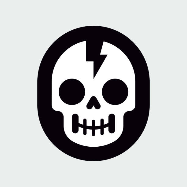black skull with white  Die Cut Vinyl Decal