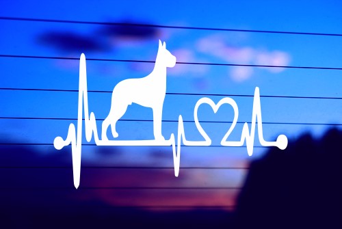 Great Dane Heartbeat vinyl die cut decal for cars trucks laptops windows