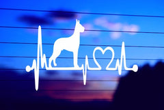 Great Dane Heartbeat vinyl die cut decal for cars trucks laptops windows