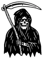 Grim Reaper With Scythe Black Sticker Die Cut Vinyl Decal