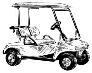 Hand Drawn Sketch Of Golf Cart In Black Sticker Die Cut Vinyl Decal