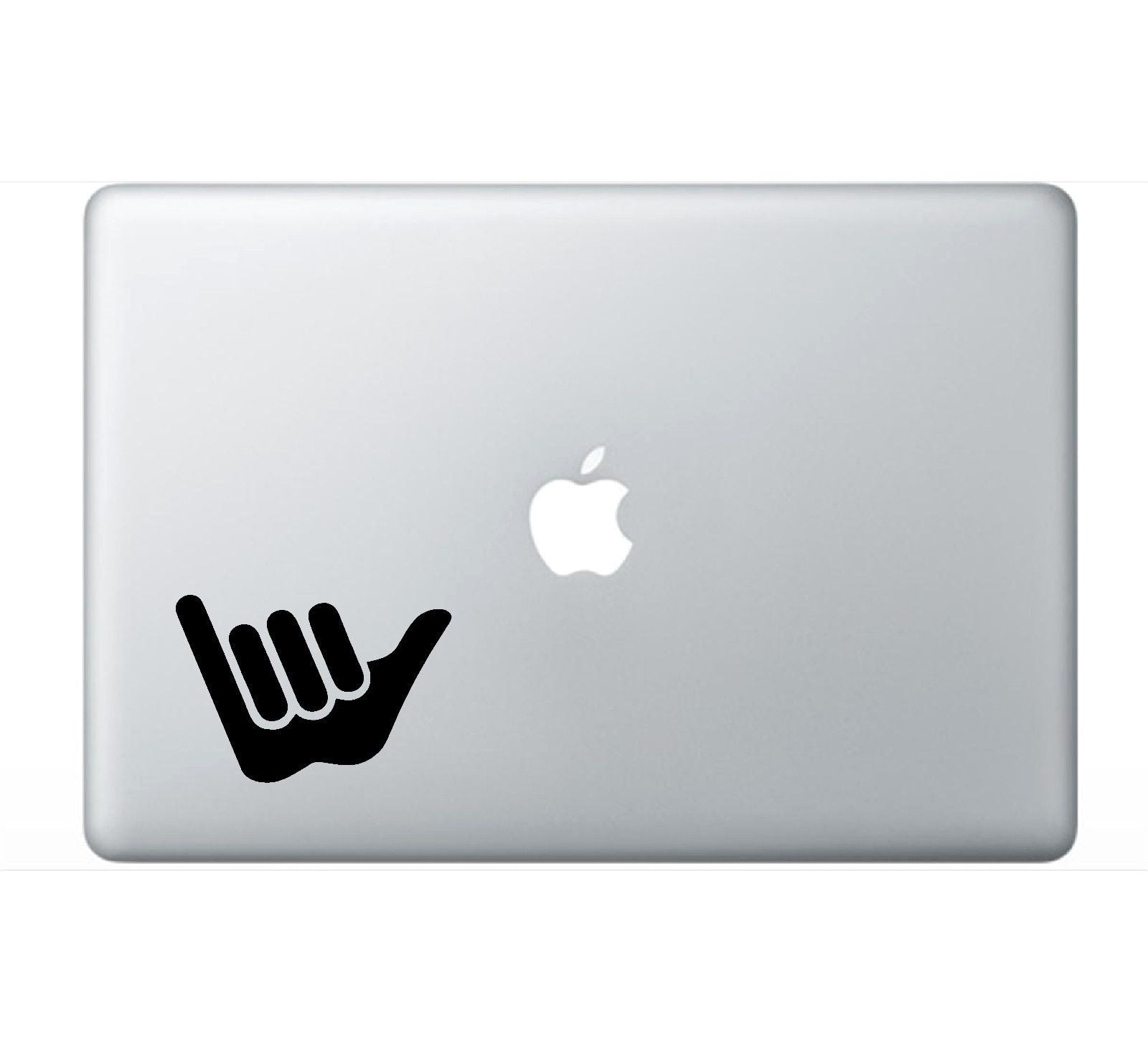 hang-loose-vinyl-decal applied on car window outdoor  laptop