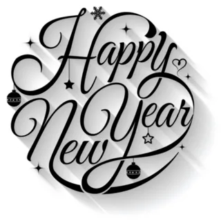 Happy New Year, Lettering Greeting Card With Shadows Sticker Die Cut Vinyl Decal