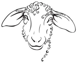 Head Sheep, Stylized Black And White Sticker Die Cut Vinyl Decal