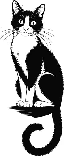 Heart Cat Silhouette Black and White  Die Cut Vinyl Decal