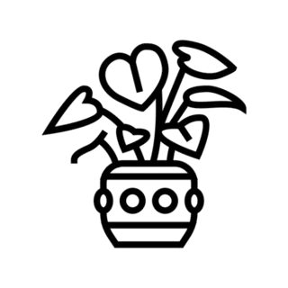 Heart Shaped Leaves Potted Plant Transfer Sticker Die Cut Vinyl Decal