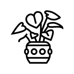 Heart Shaped Leaves Potted Plant Transfer Sticker Die Cut Vinyl Decal