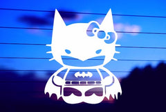 Hello Kitty Batman vinyl die cut decal for cars, trucks, windows, and laptops