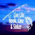 fishing hook line sinker decal close up