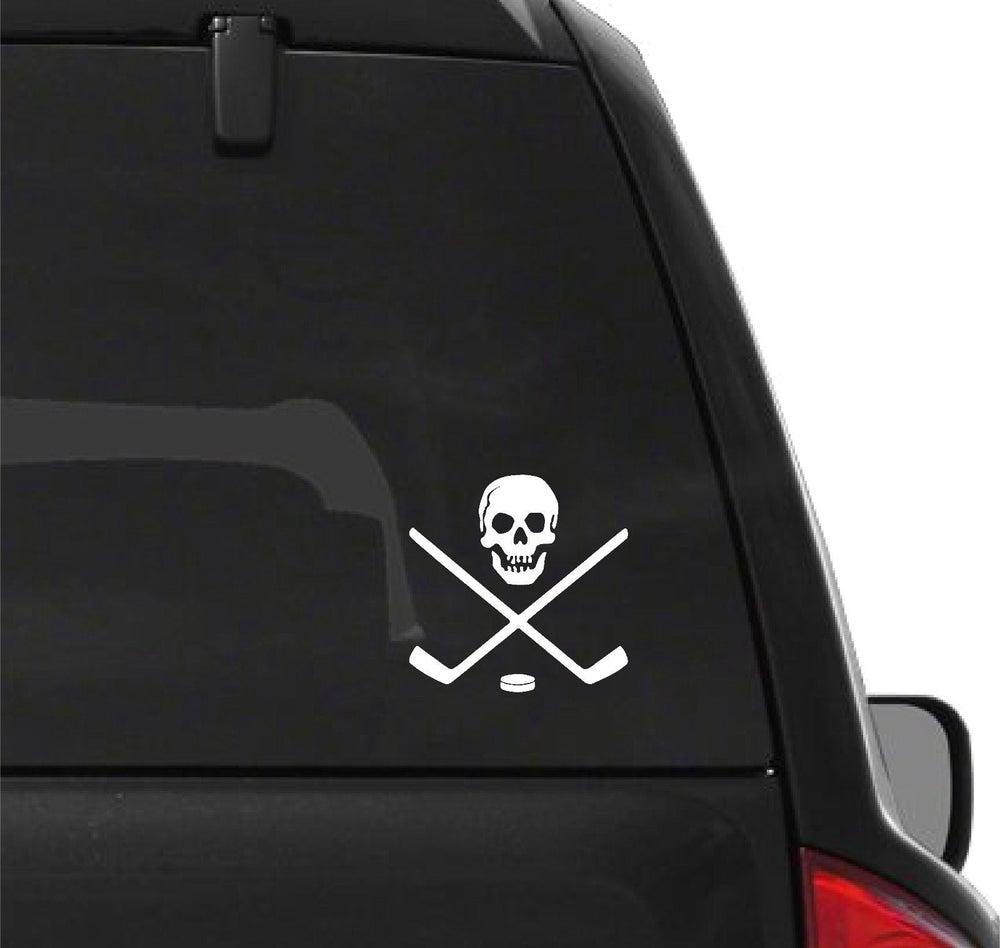 ice-hockey-skull-vinyl-decal applied on car window outdoor waterproof