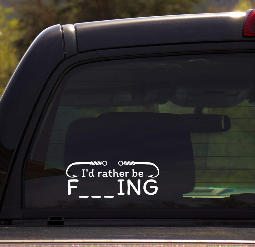 id rather be fishing vinyl decal black die cut angler sticker for cars trucks windows laptops