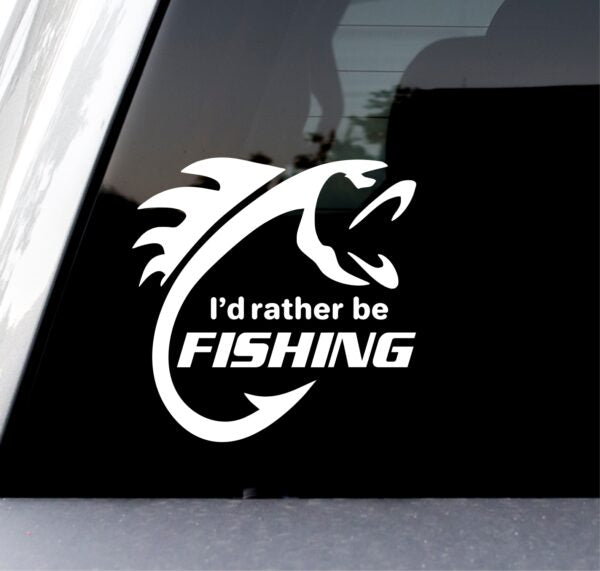 I’d rather be fishing vinyl decal on car window