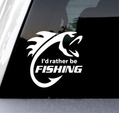 I’d rather be fishing vinyl decal on car window
