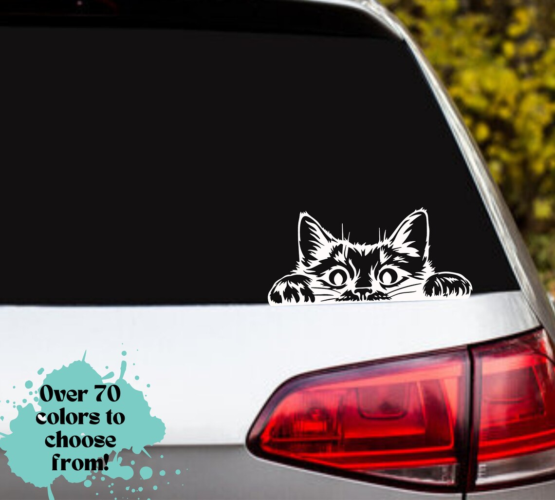 Peek-a-Boo Cat Decal: Vinyl Die Cut Vinyl Decal