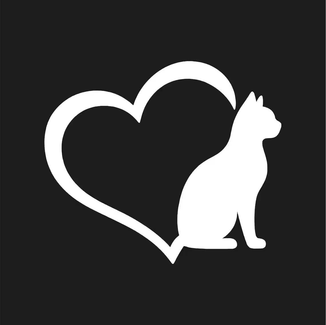 Cat Tail Heart Vinyl Decal Car Truck Window Laptop Die Cut Vinyl Decal