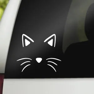 Cat Face Decal, Cat Face Die Cut Vinyl Decal