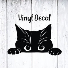 Cat face decal, peeking cat decal Die Cut Vinyl Decal