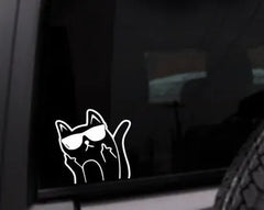 Middle Finger Cat Car Decal Die Cut Vinyl Decal