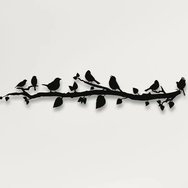 Metal Wall Decor, Birds on Branch, Metal Birds Wall Art Die Cut Vinyl Decal
