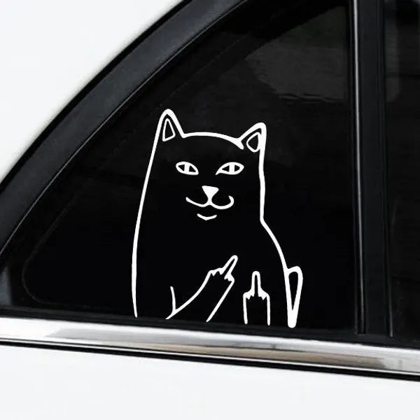 CAT middle finger, FUNNY, Die Cut Vinyl Decal