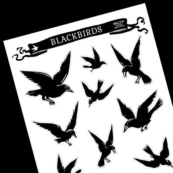 Blackbird Set | 24 Vintage Style Black Bird Raven Crow Die Cut Vinyl Decal