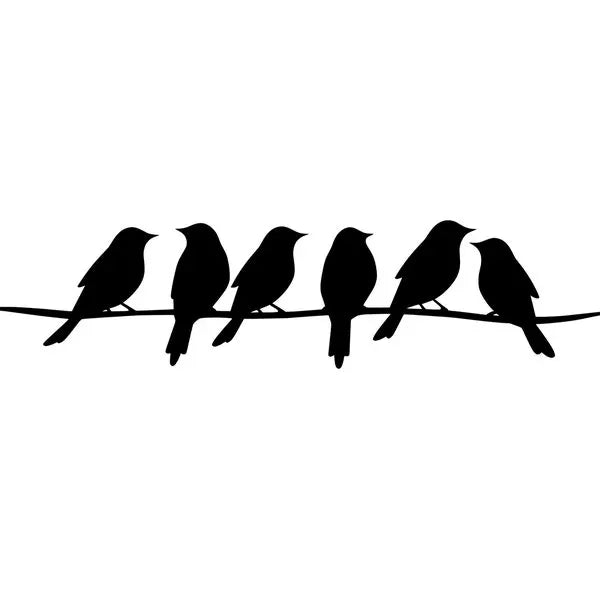 Birds On Wire SVG - Perched Birds On Tree Branch Animals Wildlife Die Cut Vinyl Decal