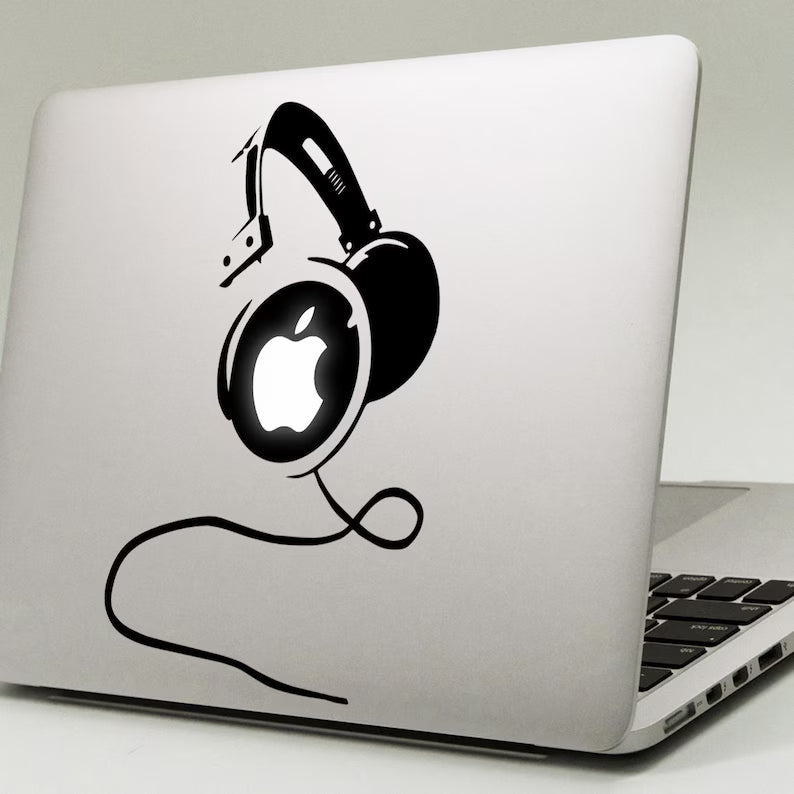 HEADPHONES MacBook Decal | Die Cut Vinyl Decal