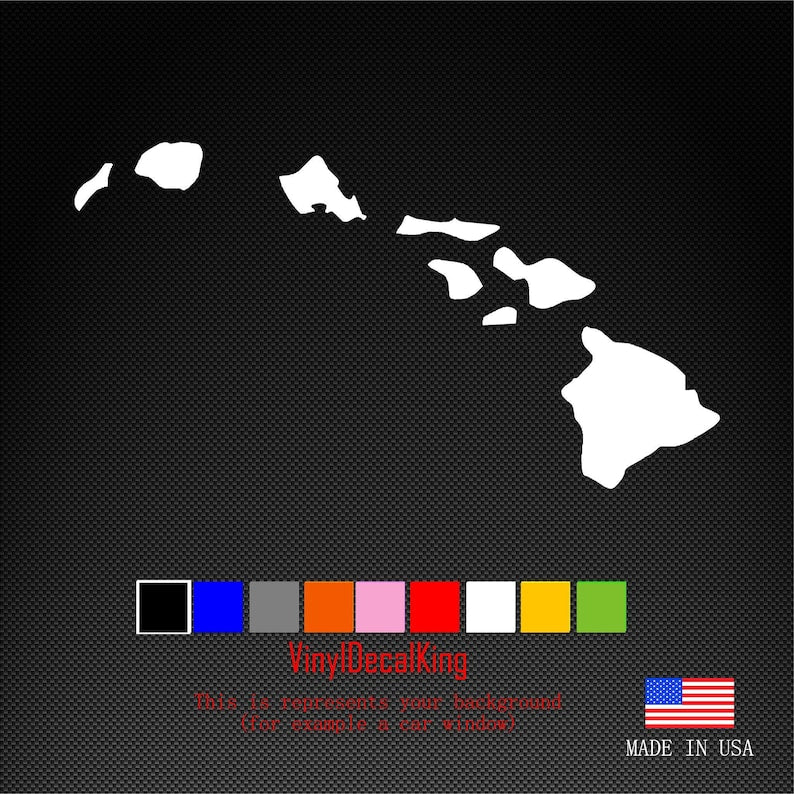 Hawaiian Islands Map vinyl decal  | Die Cut Vinyl Decal