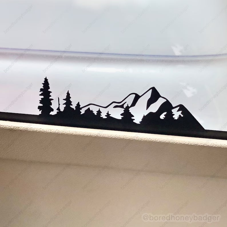 Mountain Decal Mountain with trees forest Decal | Die Cut Vinyl Decal