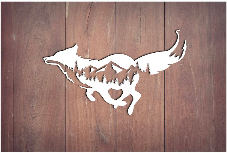 Fox Decal, Mountains, Vinyl Decal Die Cut Vinyl Decal