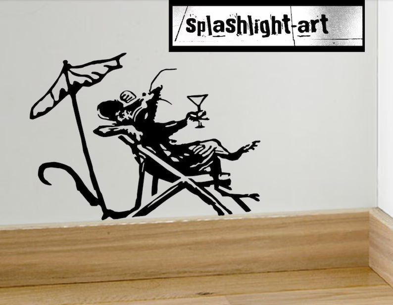 Banksy Deckchair Rat Vinyl Decal | Die Cut Vinyl Decal