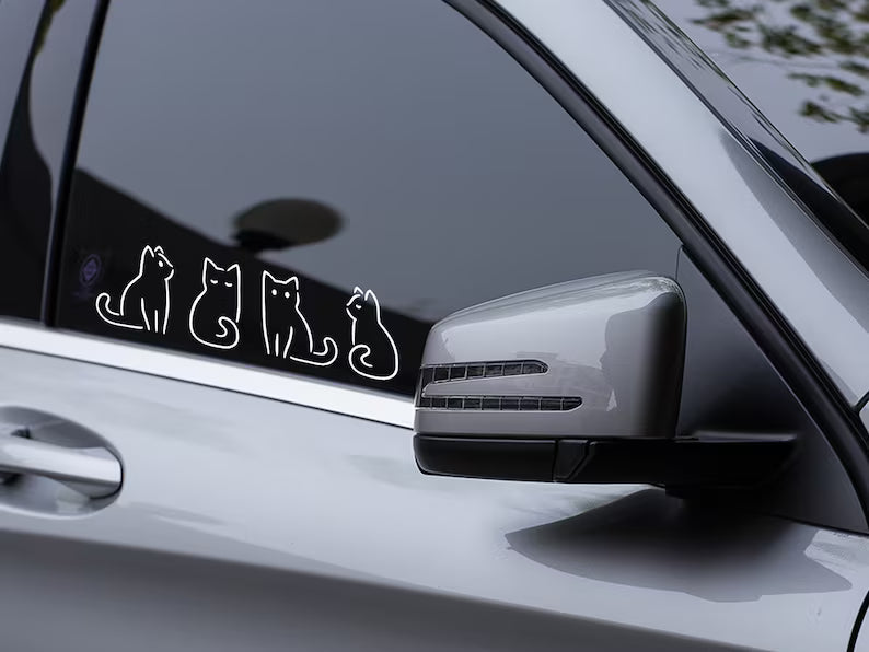 4 cute cats car decal - Die Cut Vinyl Decal