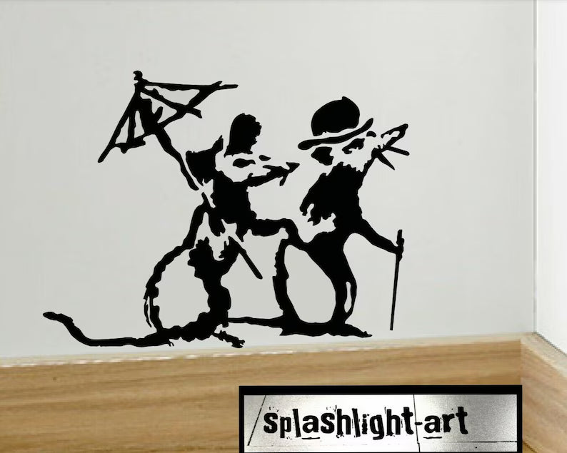 Banksy Rat-Couple in Paris Vinyl Decal | Die Cut Vinyl Decal