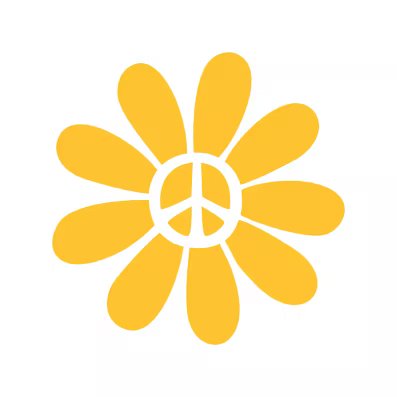 Peace Sign in a Daisy Flower Vintage Hippie Style Vinyl Decal Die Cut Vinyl Decal
