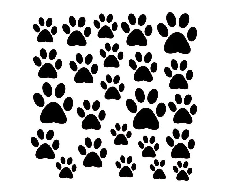 Dog Paws 24 pieces different sizes Sticker Die Cut Vinyl Decal