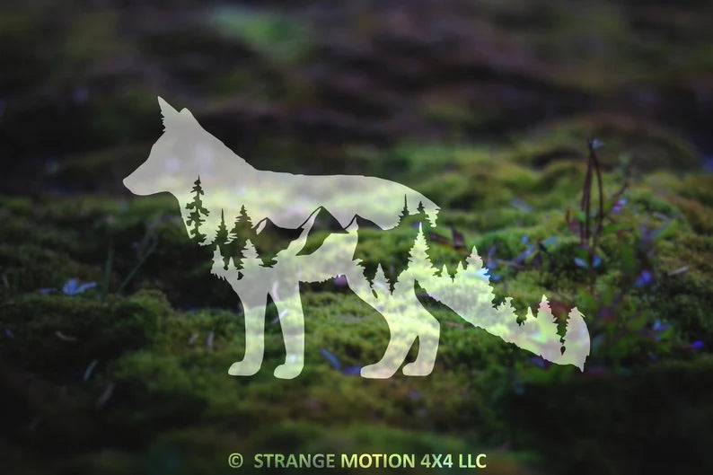 Fox Vinyl Decal, Mountain Decal Die Cut Vinyl Decal