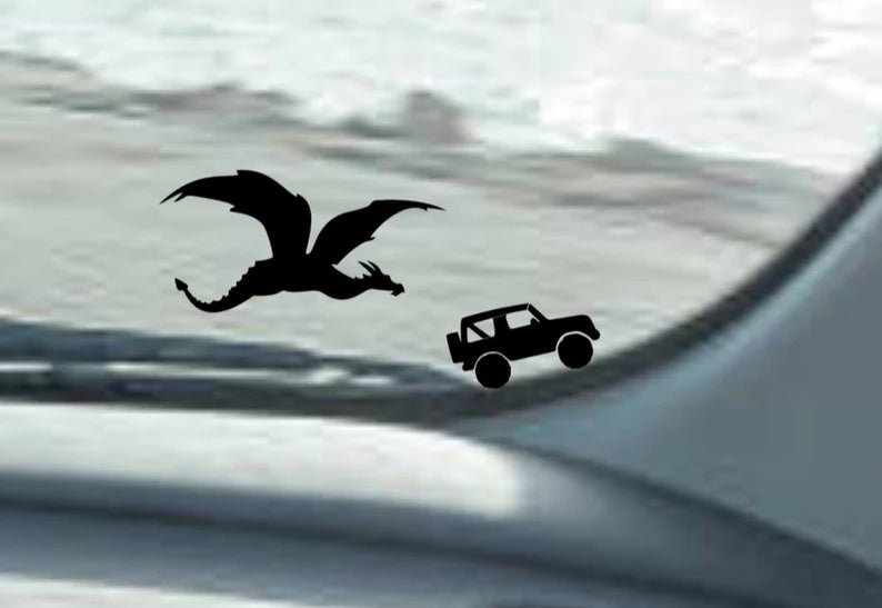 Dragon with Vehicle decal  | Die Cut Vinyl Decal