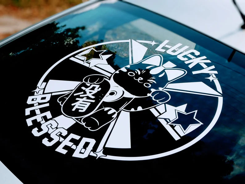 Lucky & Blessed Windshield Rear Window Decal | Die Cut Vinyl Decal