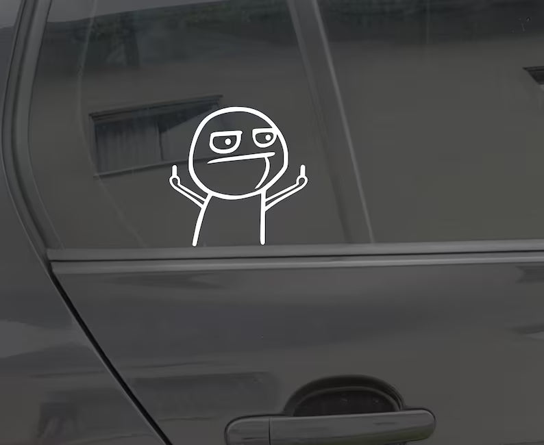 Middle Finger Smilie Emoji Car Decal - Die Cut Vinyl Decal