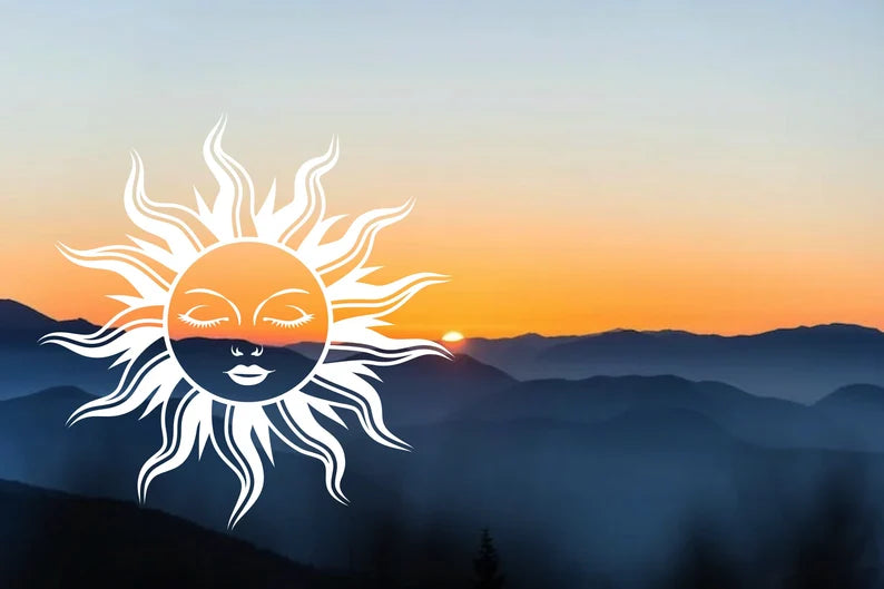 Sun Face Vinyl Decal - Die Cut Vinyl Decal
