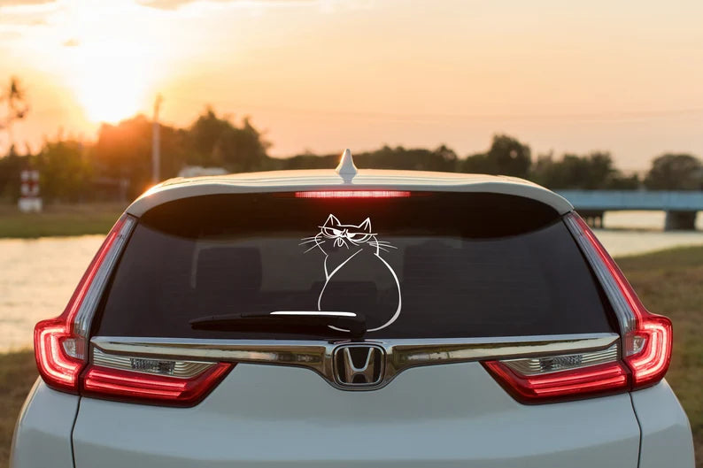 Cat Decal, Cat Windshield Wiper Decal | Die Cut Vinyl Decal
