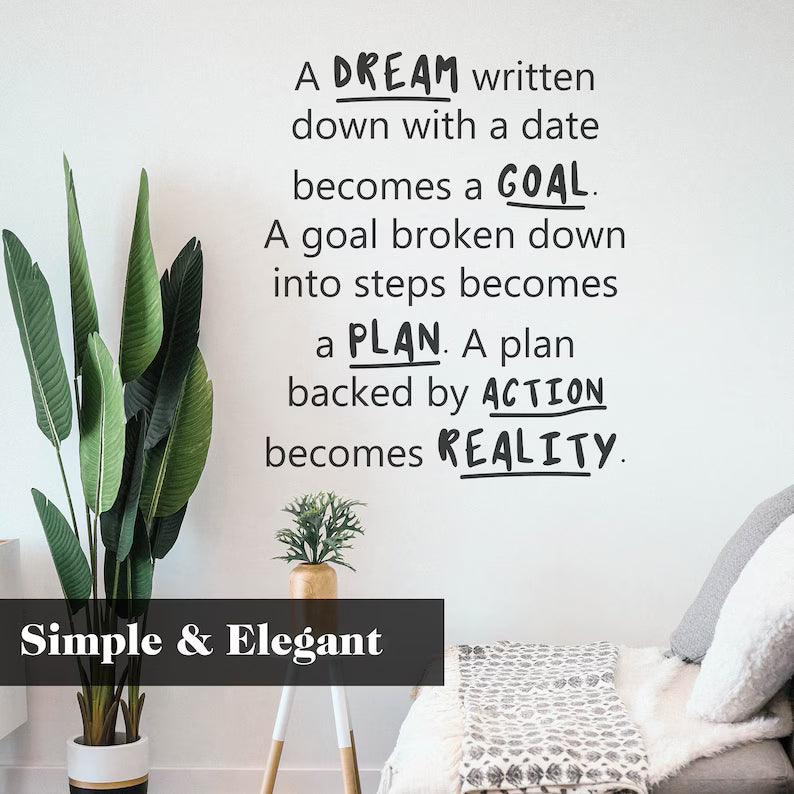 A Dream Written Motivational and Inspirational Office Wall Decal Die Cut Vinyl Decal
