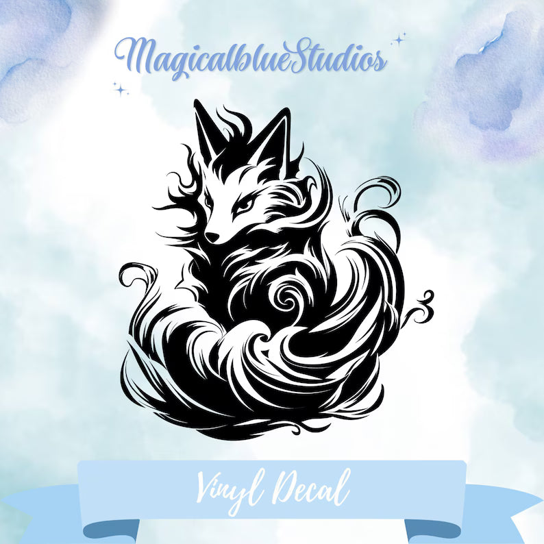 Japanese Kitsune Vinyl Decal: Fox Spirit Car Die Cut Vinyl Decal