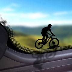 Action Mountain Bike Windshield on Hill Decal | Die Cut Vinyl Decal