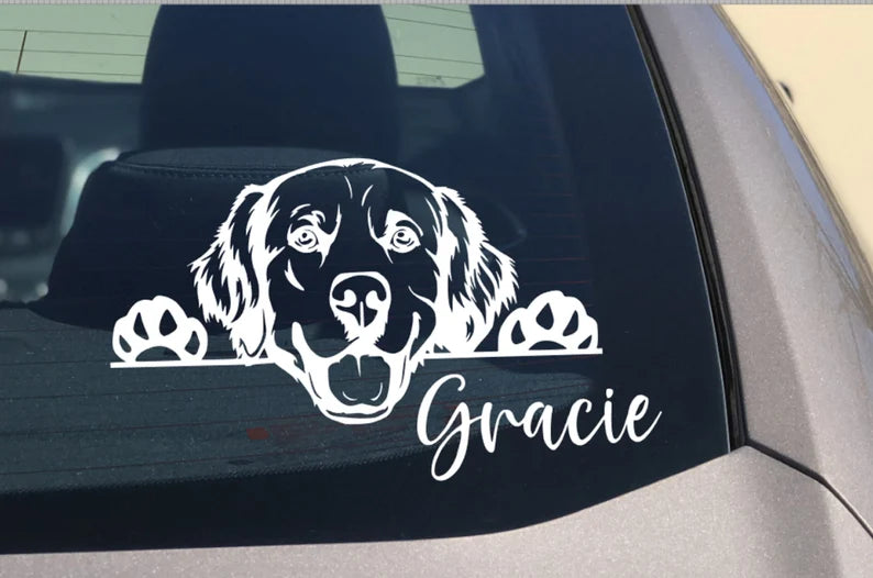 Golden Retriever Peeking Dog Car Decal  | Die Cut Vinyl Decal