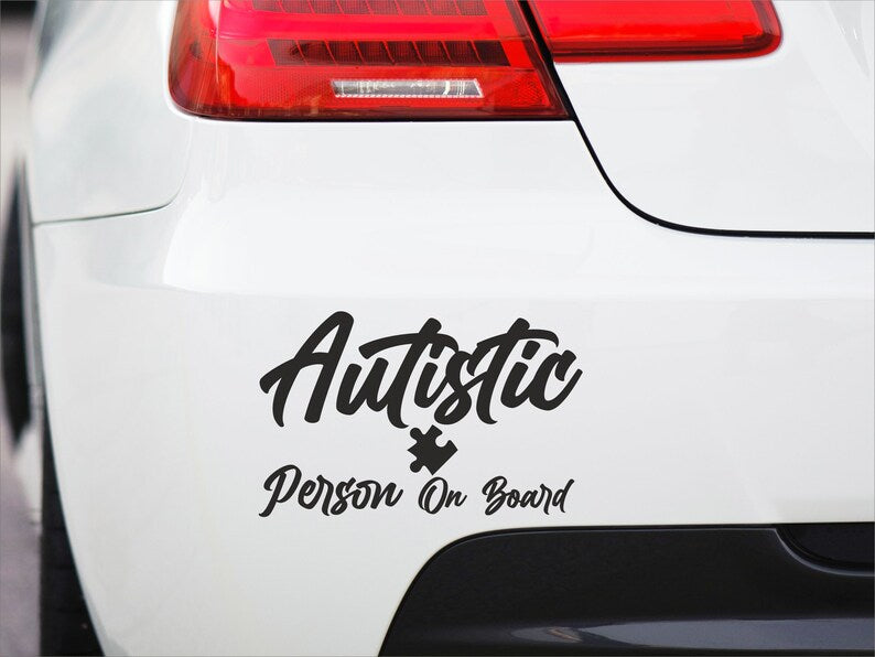 Autistic Person On Board Vinyl Decal Die Cut Vinyl Decal