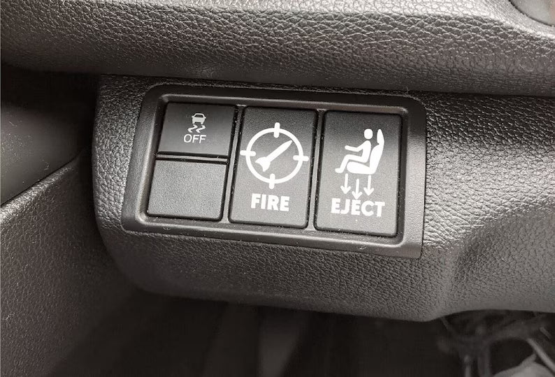Blank Car Button Decal, Eject Passenger Button Decal, Blank Buttons Funny Decal Die Cut Vinyl Decal