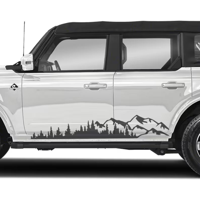 Mountain Forest 2Pcs Side Panel Vinyl Decal | Die Cut Vinyl Decal