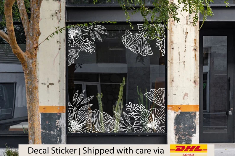 Romantic Floral Wall Window Decals | Die Cut Vinyl Decal