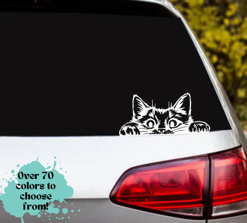 Peek-a-Boo Cat Decal | Die Cut Vinyl Decal